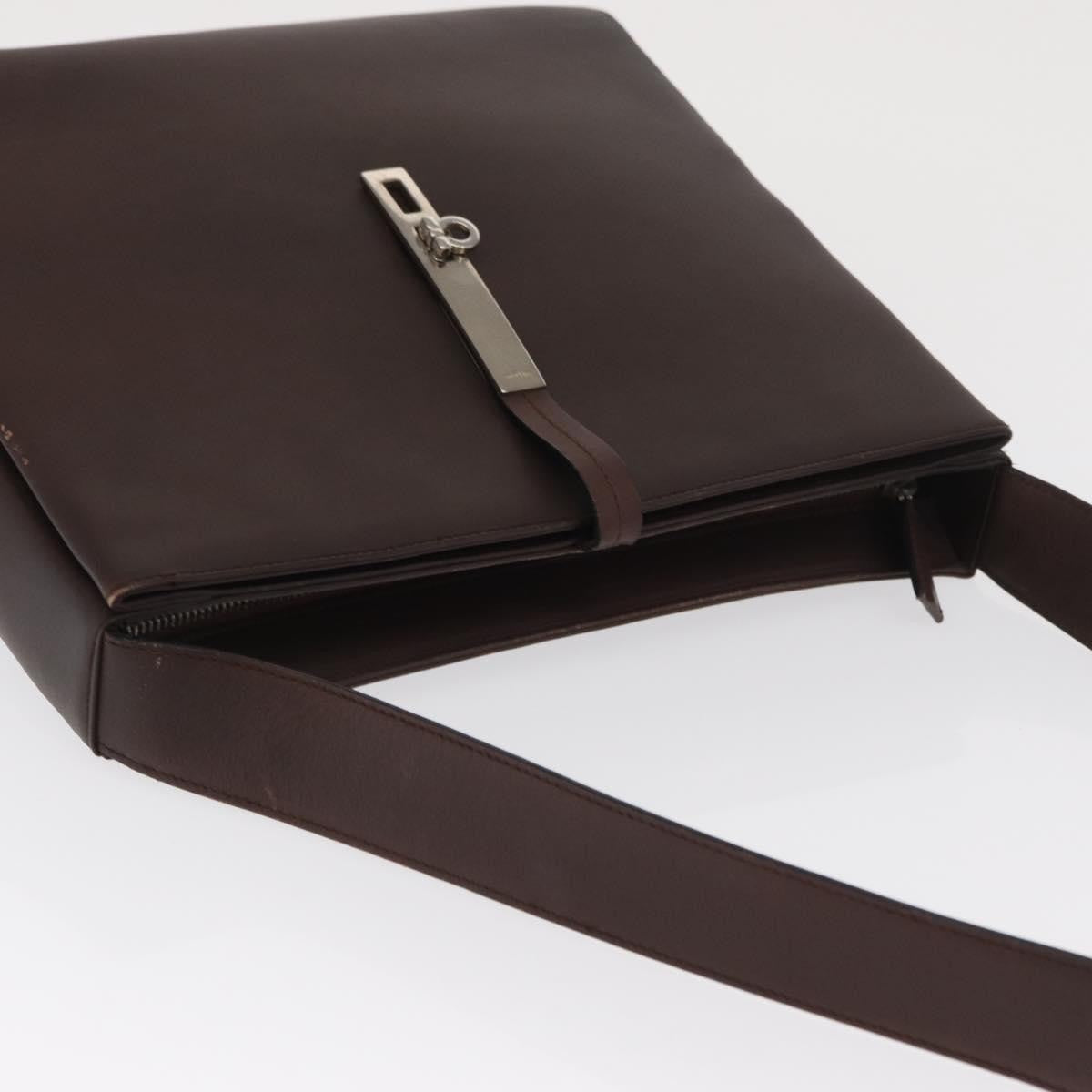 Salvatore Ferragamo Gancini Leather, Brown, Leather, Shoulder Bag