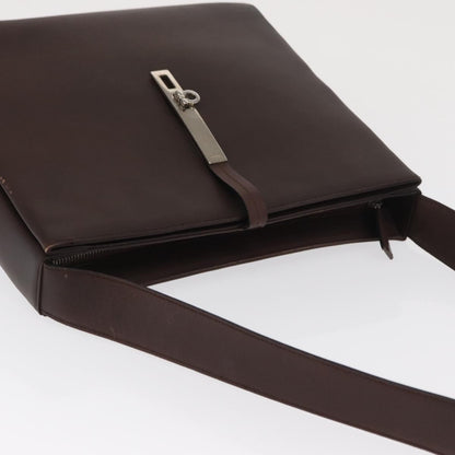 Salvatore Ferragamo Gancini Leather, Brown, Leather, Shoulder Bag