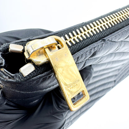 Saint Laurent Classic Monogram Wristlet Matelasse Chevron Leather, Black, Leather, Clutch