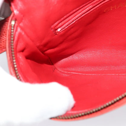 Chanel Vintage Zip Belt Quilted Caviar, Red, Leather, Shoulder Bag