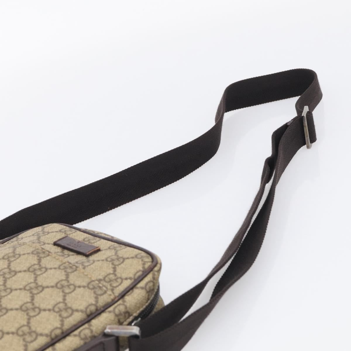 Gucci Vintage Front Pocket Flat Messenger GG Canvas and Leather, Beige, Canvas, Shoulder Bag