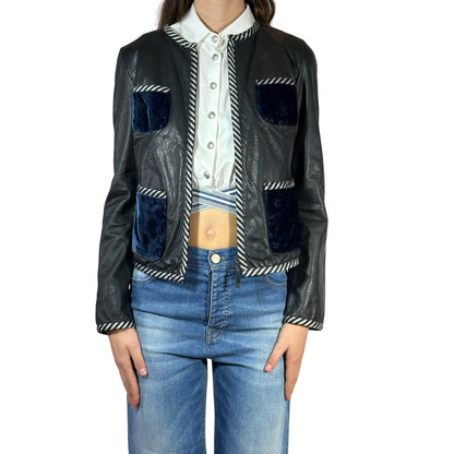 EMPORIO ARMANI Mixed Media Leather Jacket