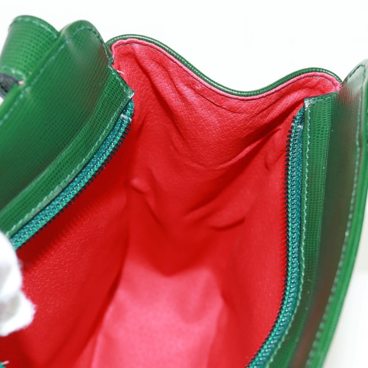 Celine Circle Logo Leather, Green, Leather, Shoulder Bag