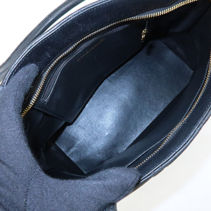 Chanel Medallion Quilted Caviar, Black, Leather, Tote Bag