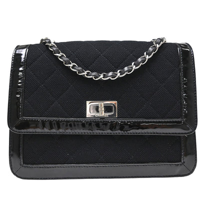 Chanel Reissue Flap Quilted Jersey with Patent, Black, Canvas, Shoulder Bag