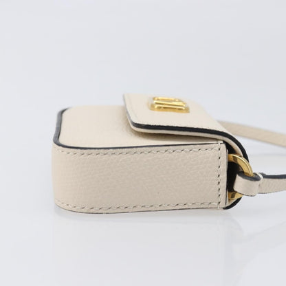 Valentino Garavani V Pouch Shoulder Bag Leather, White, Leather, Shoulder Bag