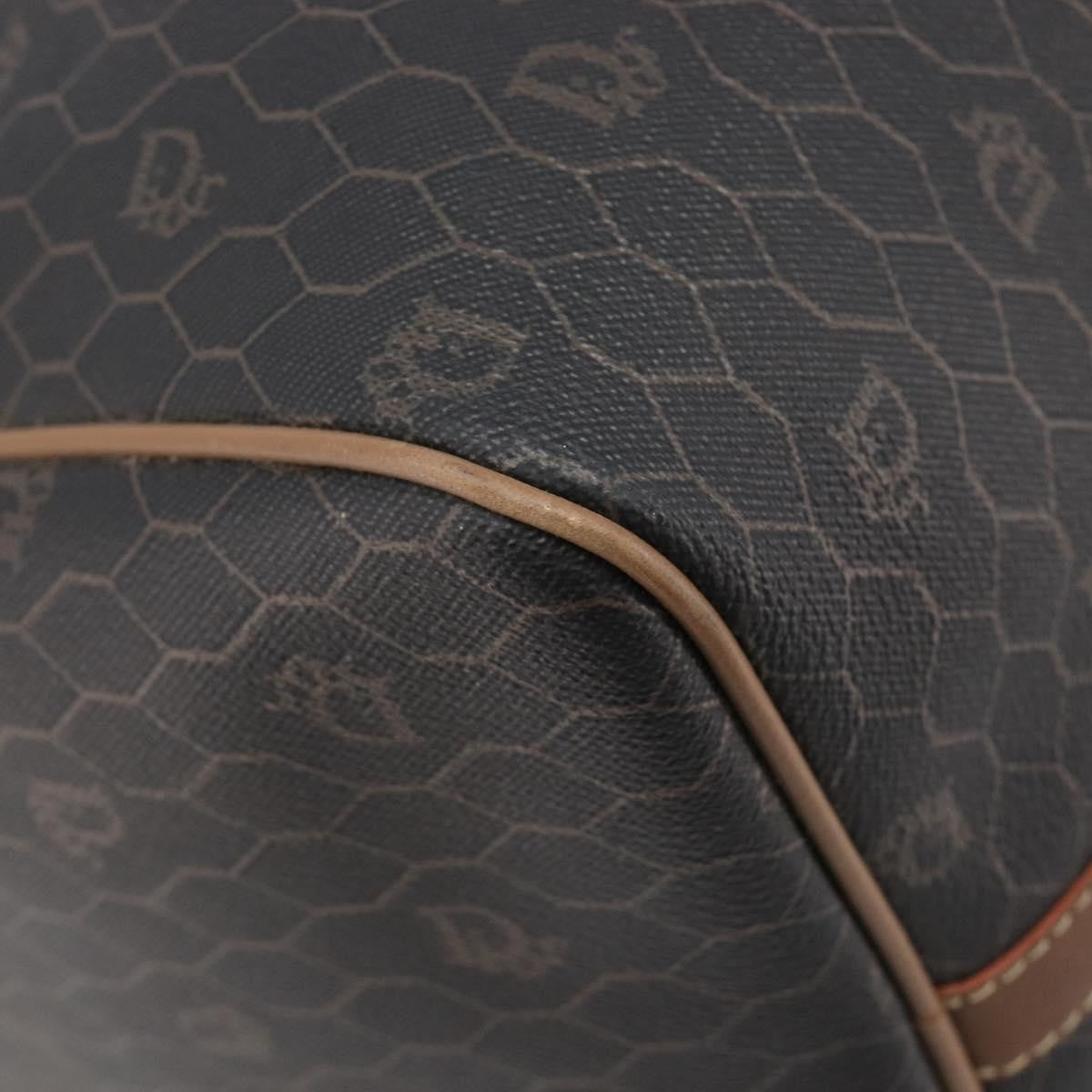 Christian Dior Vintage Honeycomb Boston Canvas and Leather, Black, Canvas, Travel Bag