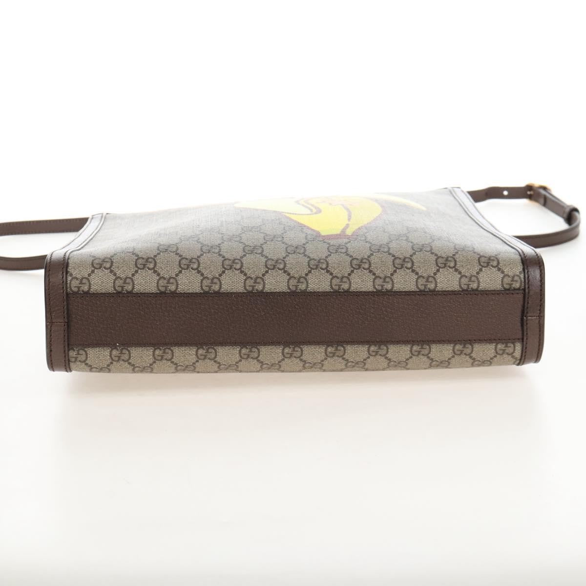 Gucci Cut Out Handle Printed GG Coated Canvas, Brown, Canvas, Tote Bag