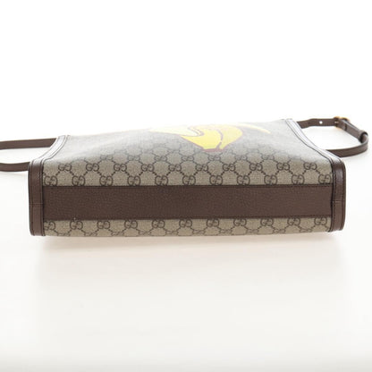 Gucci Cut Out Handle Printed GG Coated Canvas, Brown, Canvas, Tote Bag