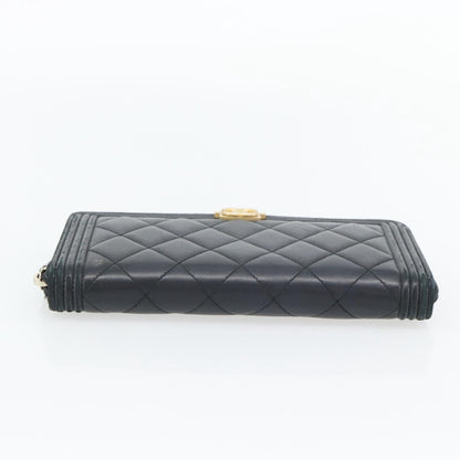 Chanel Boy Zip Around Organizer Quilted Lambskin, Black, Leather, Wallet