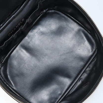 Fendi Vintage Cosmetic Case Pequin Canvas, Black, Leather, Clutch