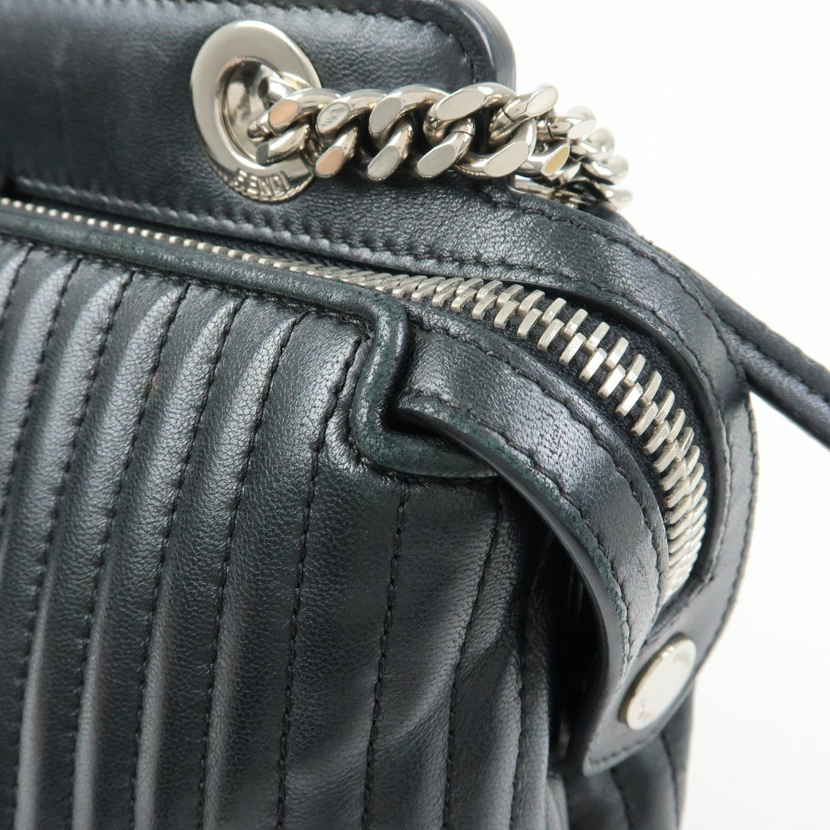 Fendi DotCom Click Quilted Leather, Black, Leather, Shoulder Bag