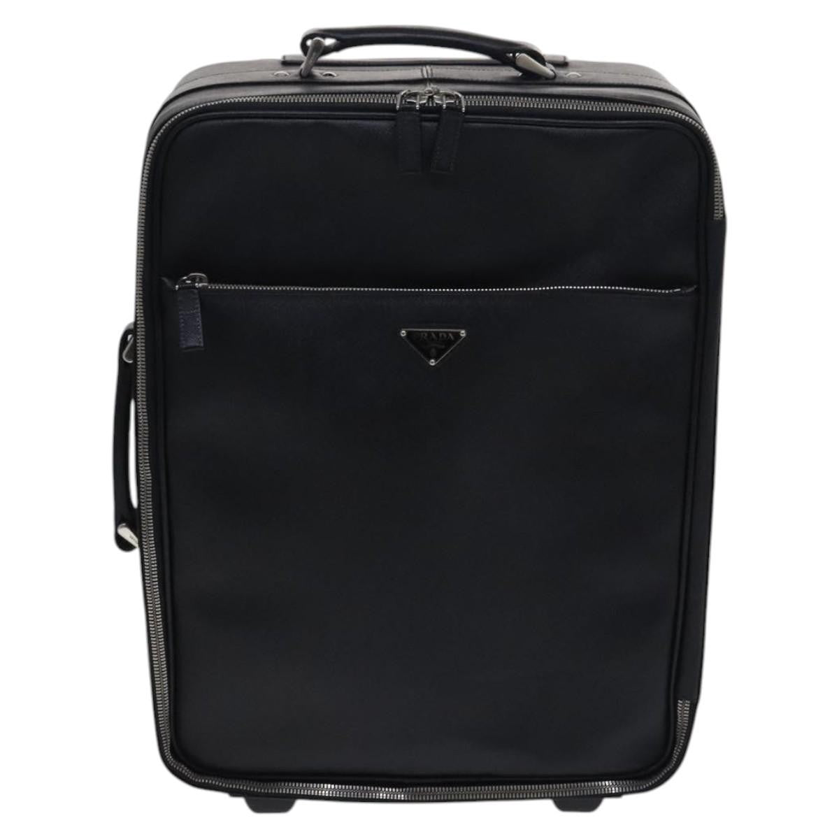 Prada Expandable Front Zip Boston Tessuto, Black, Leather, Travel Bag
