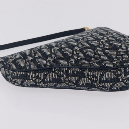 Christian Dior Vintage Saddle Bag Canvas, Navy, Canvas, Clutch
