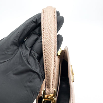 Prada Matinee Top Handle Saffiano Leather, Beige, Leather, Handbag
