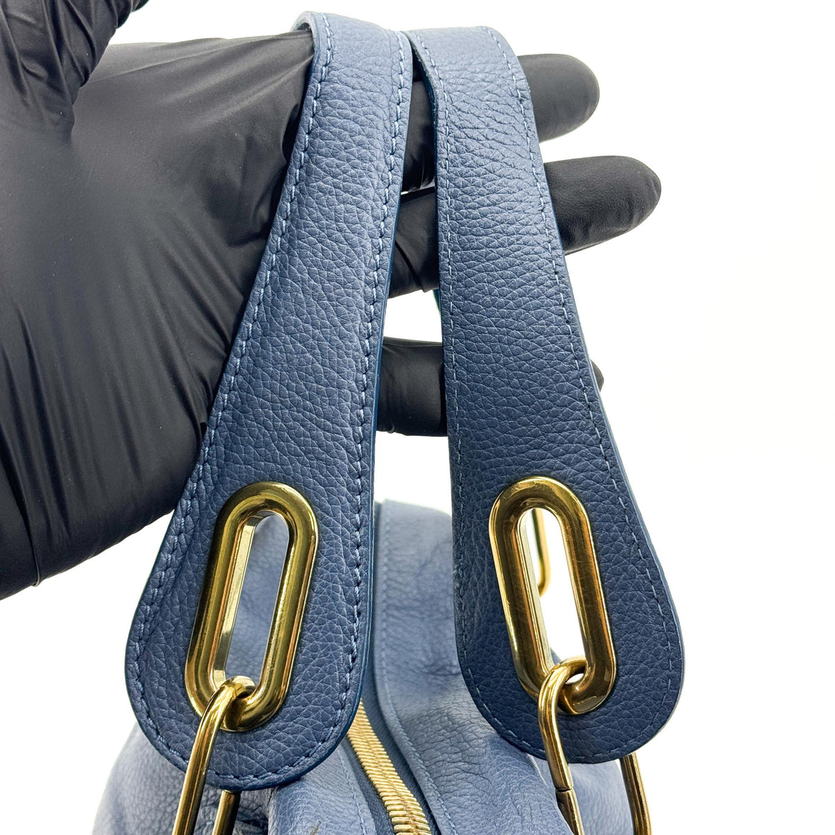Chloe Paraty Military Top Handle Leather, Navy, Leather, Handbag