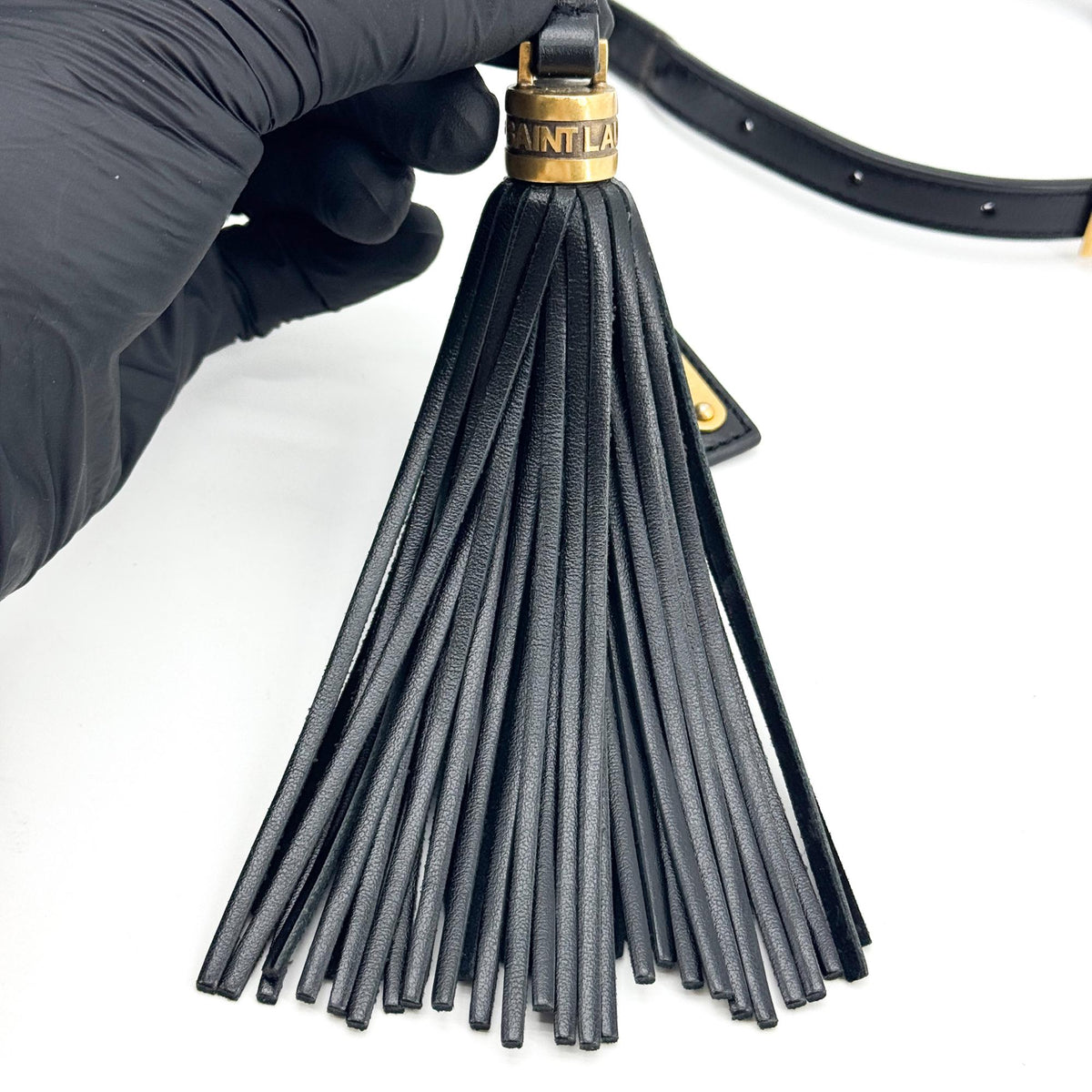 Saint Laurent Lou Camera Matelasse Chevron Velvet, Black, Leather, Handbag