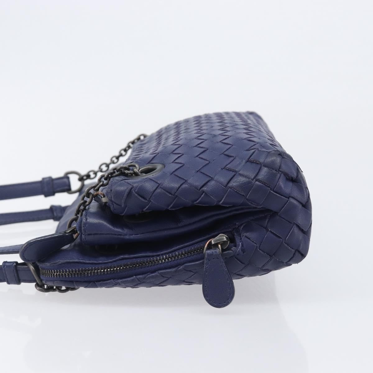 Bottega Veneta Compartment Chain Intrecciato Nappa, Blue, Leather, Shoulder Bag
