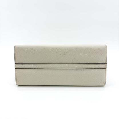 Prada Monochrome Saffiano with City Calf, White, Leather, Tote Bag
