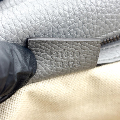 Gucci GG Marmont Top Handle Leather, Gray, Leather, Handbag