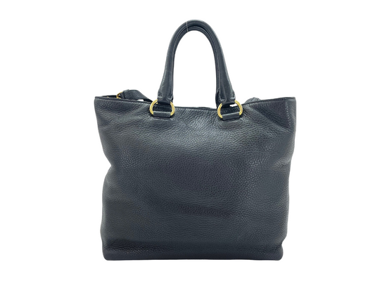 Prada Vitello Daino Convertible Tote Vitello Daino, Gray, Leather, Handbag