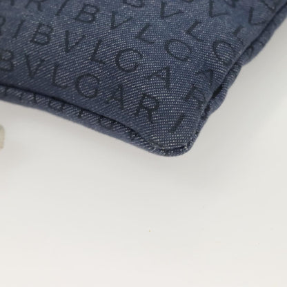 Bvlgari Logomania Canvas with Leather, Blue, Canvas, Shoulder Bag