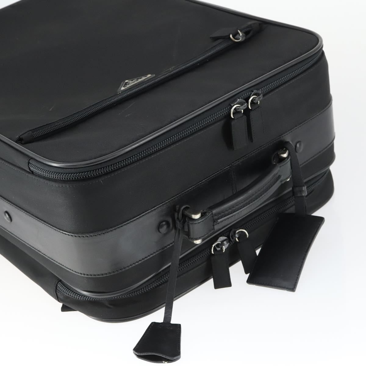 Prada Trolley Rolling Luggage Tessuto and Saffiano Leather, Black, Nylon, Travel Bag