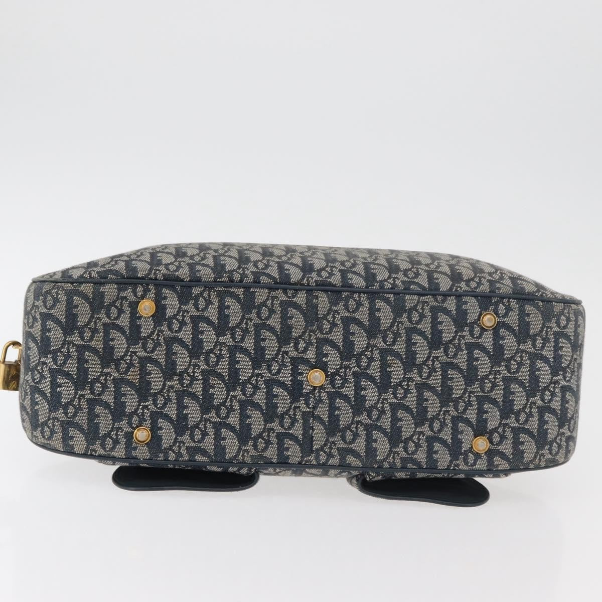 Christian Dior Vintage Saddle Bowler Diorissimo Canvas, Navy, Canvas, Handbag