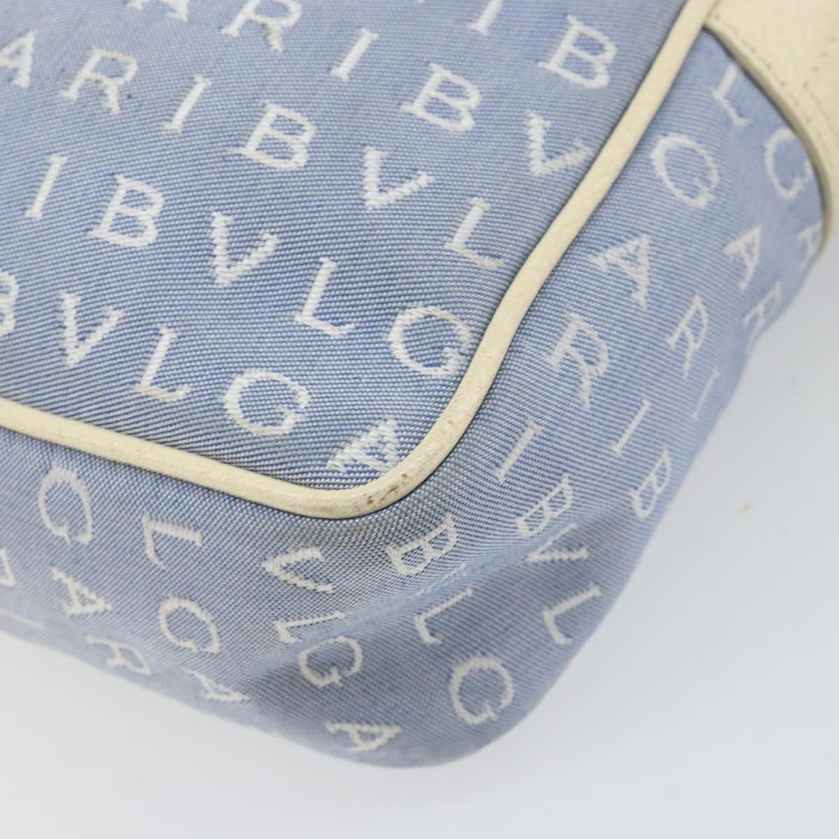Bvlgari Logomania Canvas with Leather, Blue, Canvas, Shoulder Bag