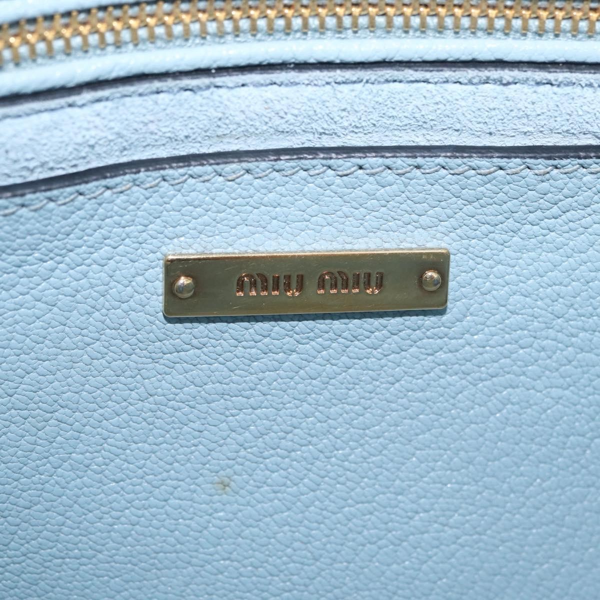 Miu Miu Madras Crystal Buckle Leather, Blue, Leather, Shoulder Bag