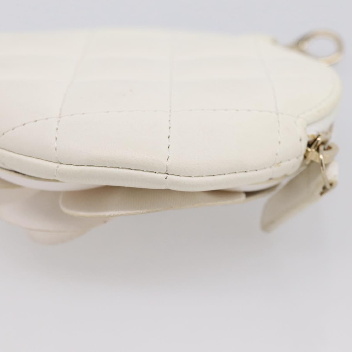 Chanel Camellia Round Clutch with Chain Lambskin, White, Leather, Clutch