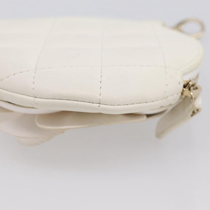 Chanel Camellia Round Clutch with Chain Lambskin, White, Leather, Clutch
