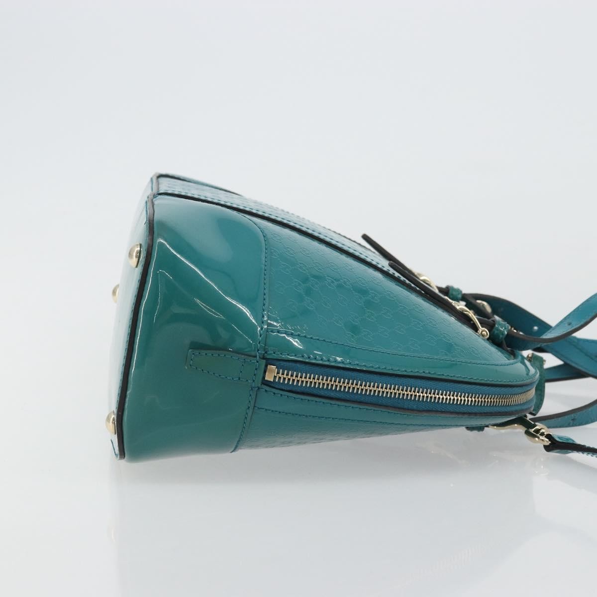Gucci Nice Top Handle Microguccissima Patent, Turquoise, Patent Leather, Handbag