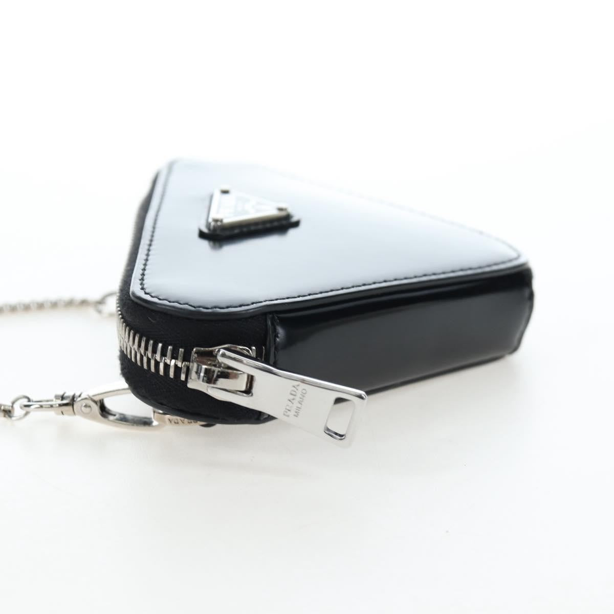 Prada Triangle Logo Zip Embossed Leather, Black, Leather, Shoulder Bag