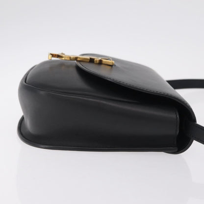 Saint Laurent Kaia Leather with Brogue Detail, Black, Leather, Shoulder Bag