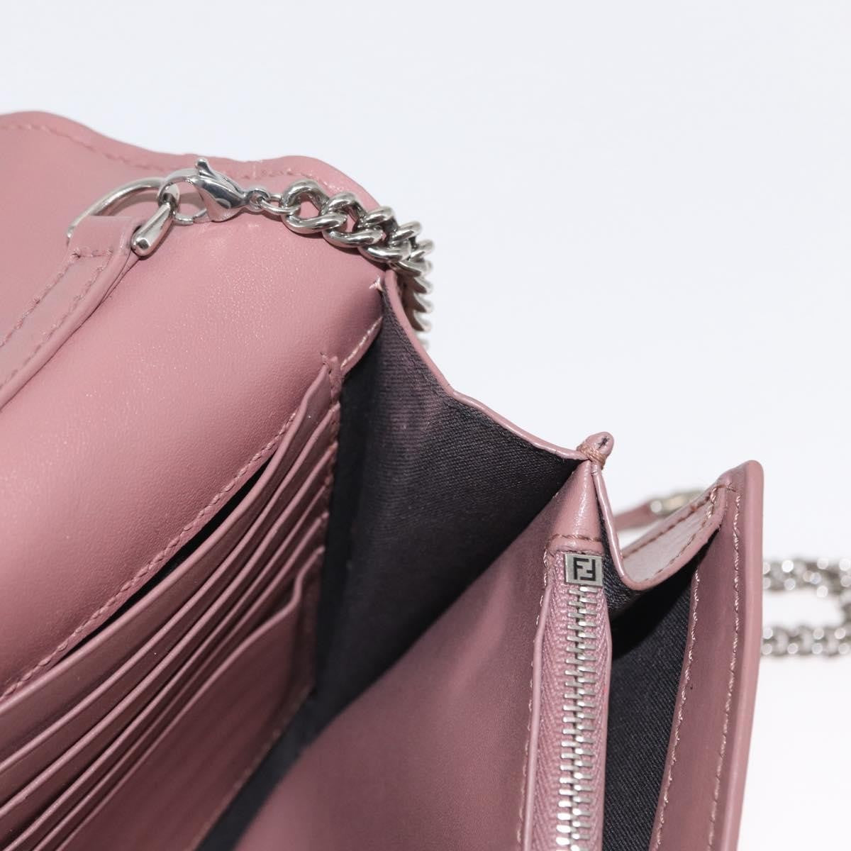 Fendi F is Fendi Wallet on Chain Leather, Pink, Leather, Shoulder Bag