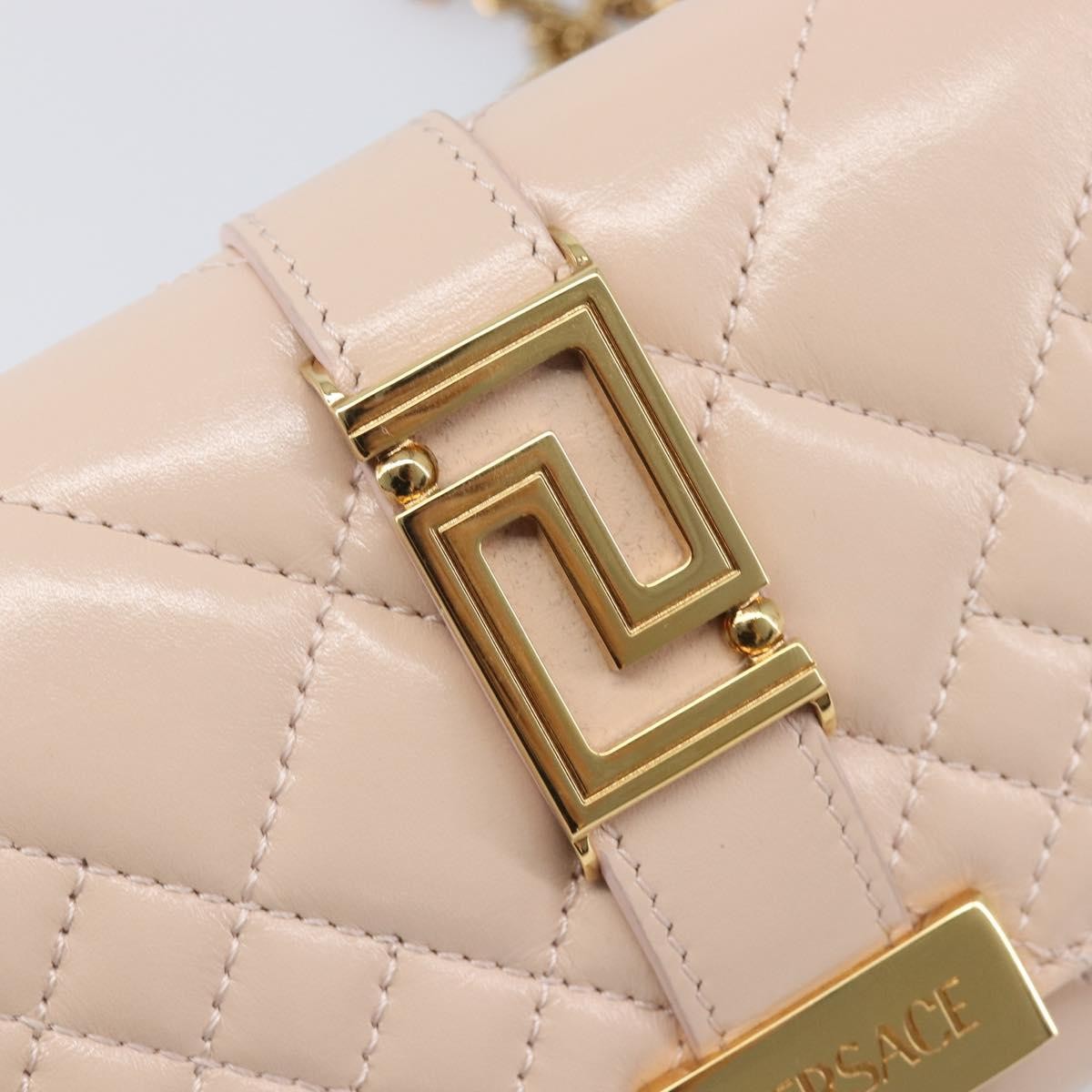 Versace Greca Goddess Convertible Clutch Leather, Pink, Leather, Shoulder Bag