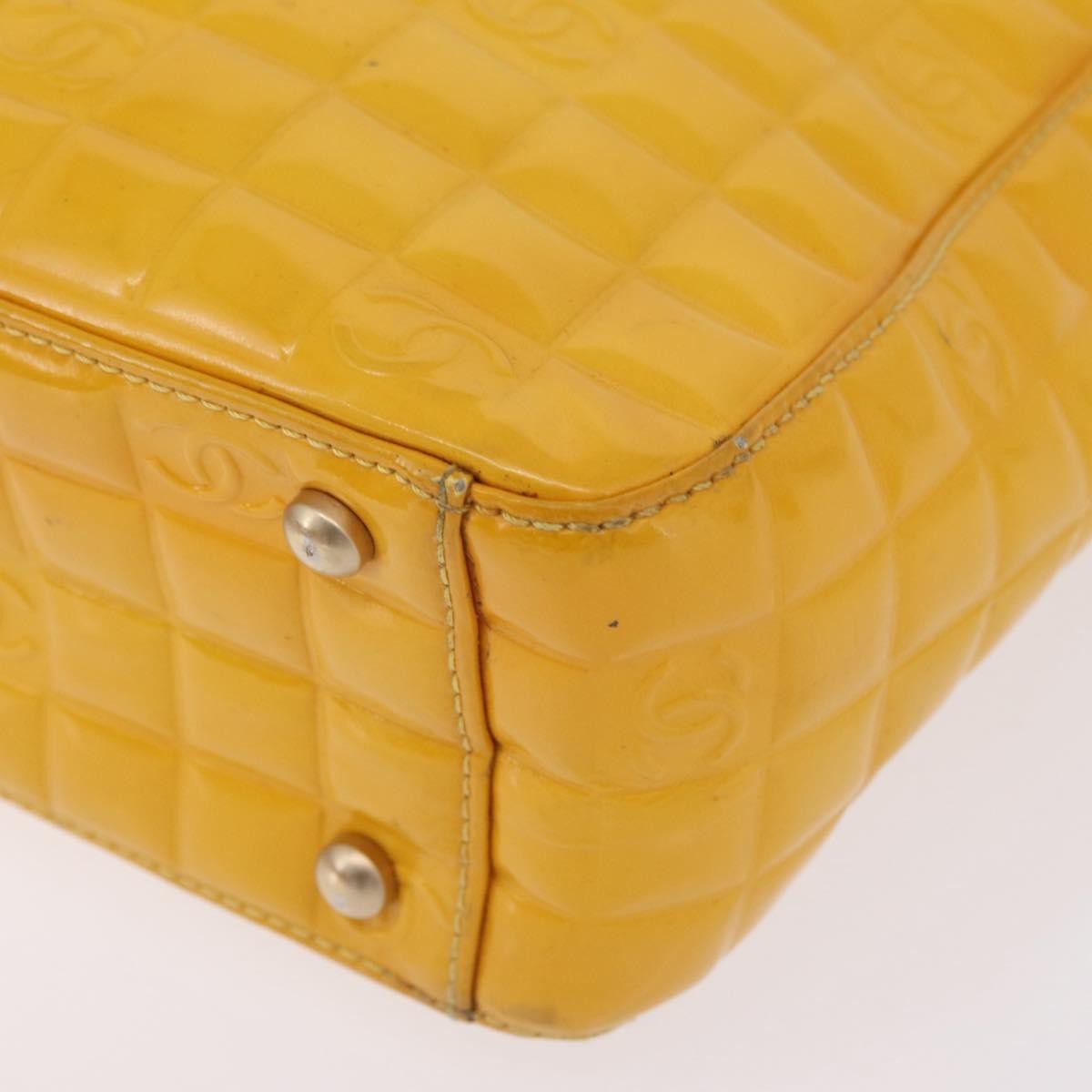 Chanel Chocolate Bar CC Quilted Patent, Yellow, Patent Leather, Tote Bag