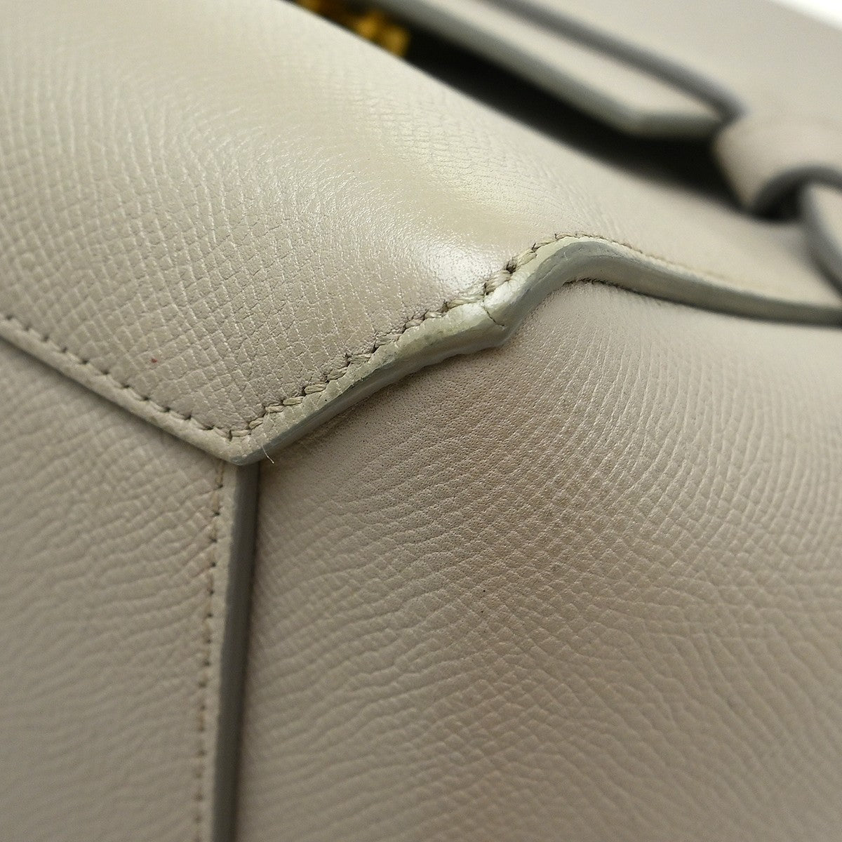 Celine Belt Textured Leather, Gray, Leather, Handbag