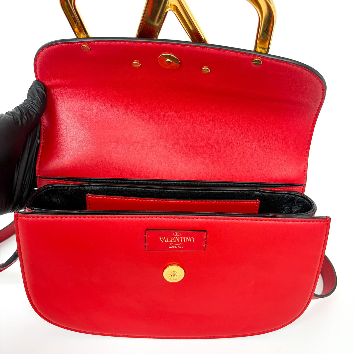 Valentino Garavani Supervee Leather, Gold, Leather, Crossbody Bag