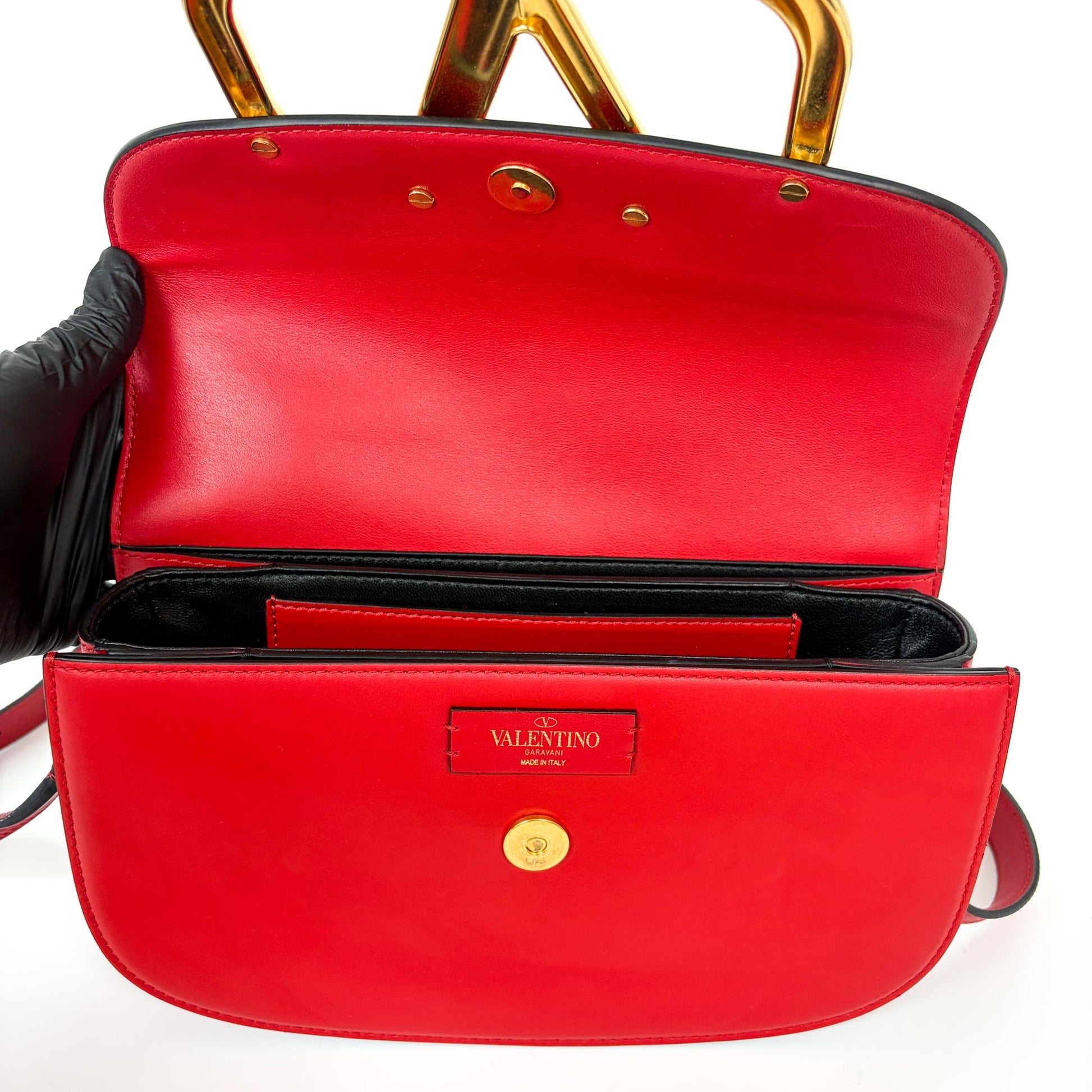 Valentino Garavani Supervee Leather, Gold, Leather, Crossbody Bag