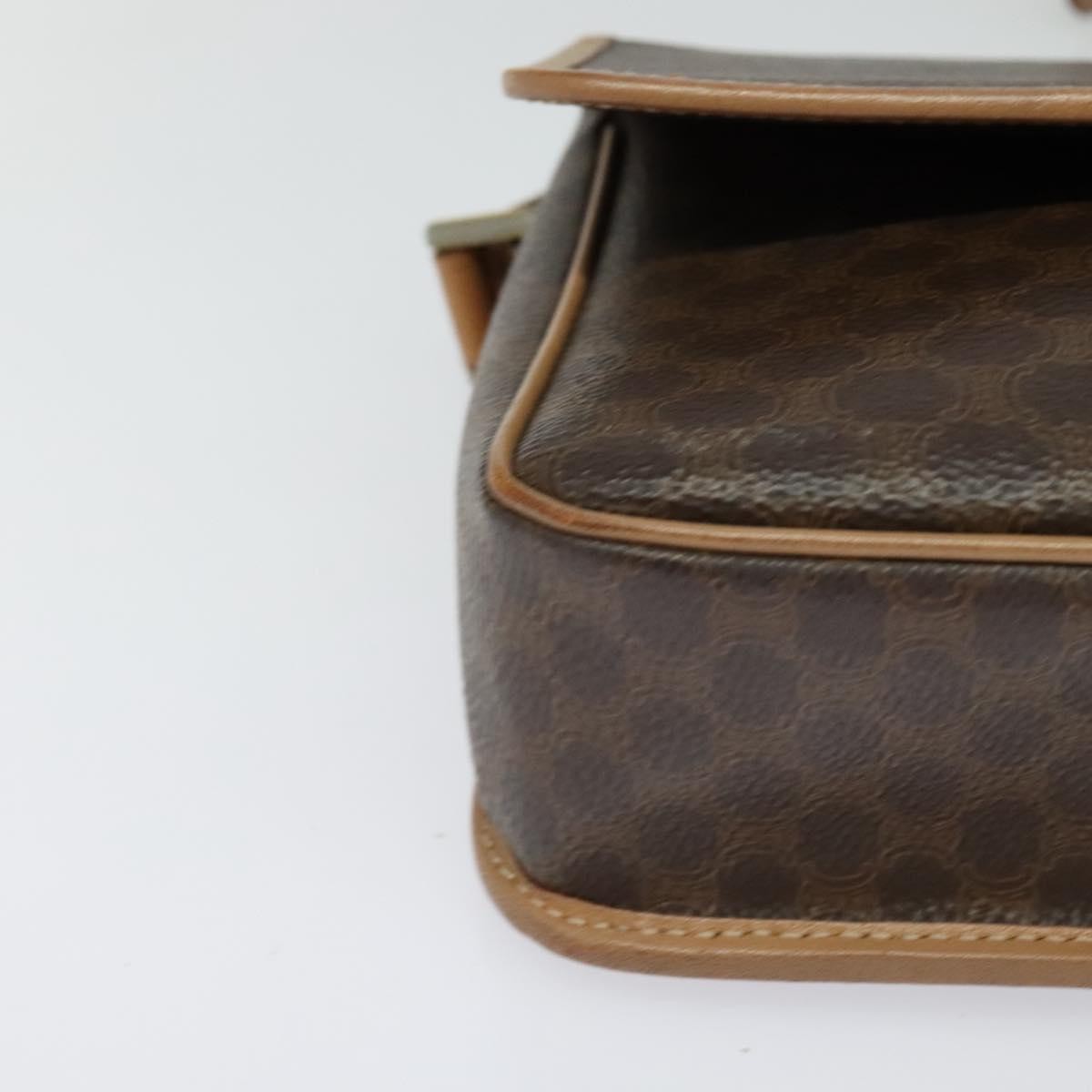 Celine Vintage Macadam Circle Logo Canvas and Leather, Brown, Canvas, Shoulder Bag