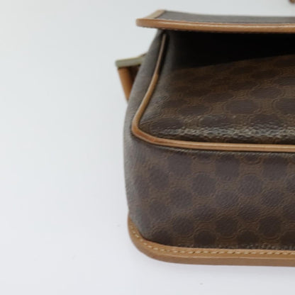 Celine Vintage Macadam Circle Logo Canvas and Leather, Brown, Canvas, Shoulder Bag