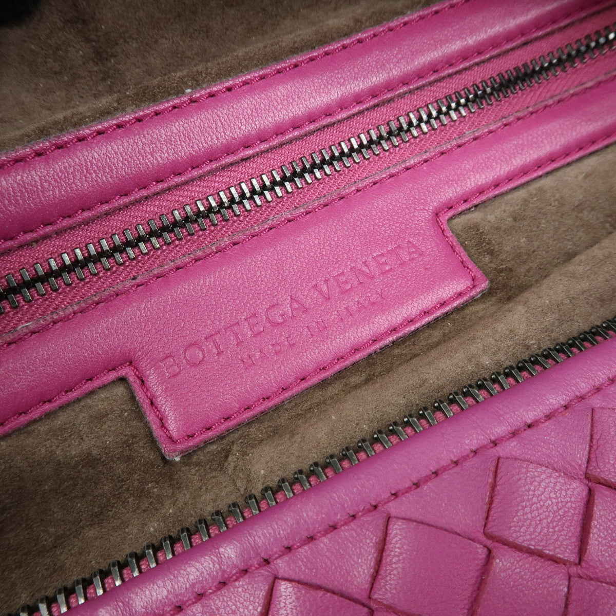 Bottega Veneta Boston Intrecciato Nappa, Pink, Leather, Handbag