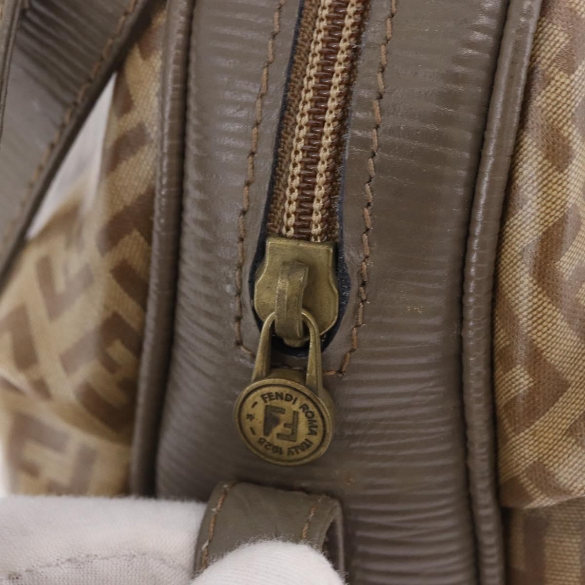 Fendi Shoulder Zucchino Canvas, Beige, Canvas, Shoulder Bag