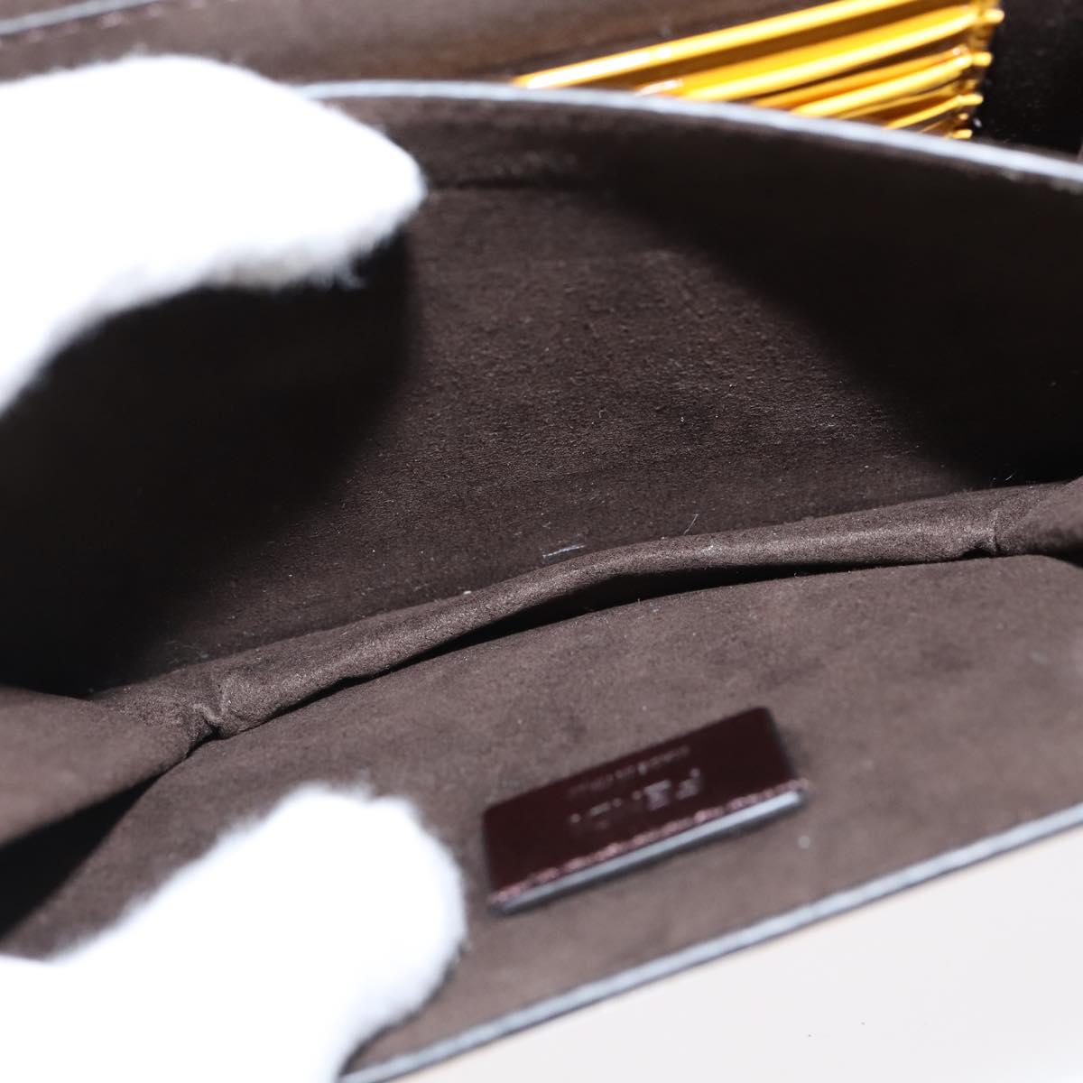 Fendi Curligraphy Shoulder Enamel Yellow Silver, Yellow, Patent Leather, Shoulder Bag