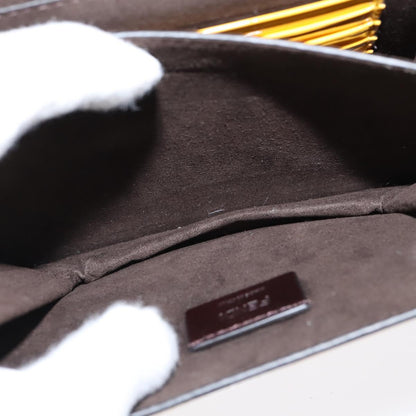 Fendi Curligraphy Shoulder Enamel Yellow Silver, Yellow, Patent Leather, Shoulder Bag