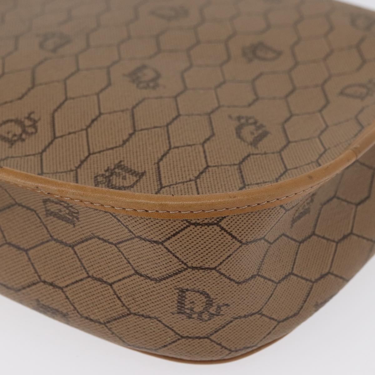 Christian Dior Vintage Honeycomb Canvas and Leather, Beige, Canvas, Shoulder Bag