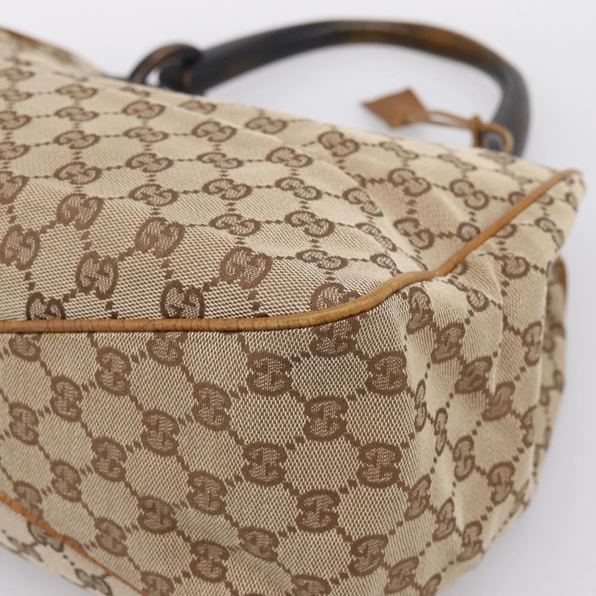 Gucci Vintage Bamboo Handle GG Canvas, Beige, Canvas, Tote Bag