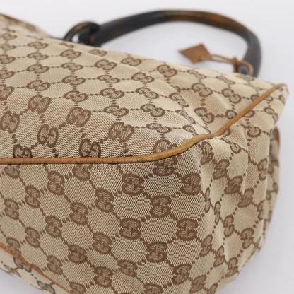 Gucci Vintage Bamboo Handle GG Canvas, Beige, Canvas, Tote Bag